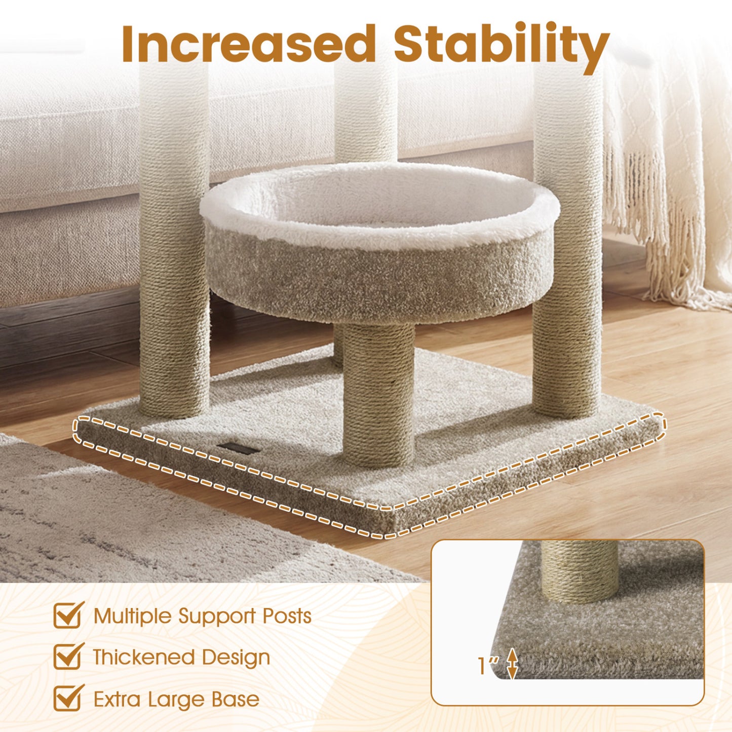 36" Carpeted Cat Tree with Plush Perches, Scratching Posts Cat Trees Condos & Scratchers at Gallery Canada