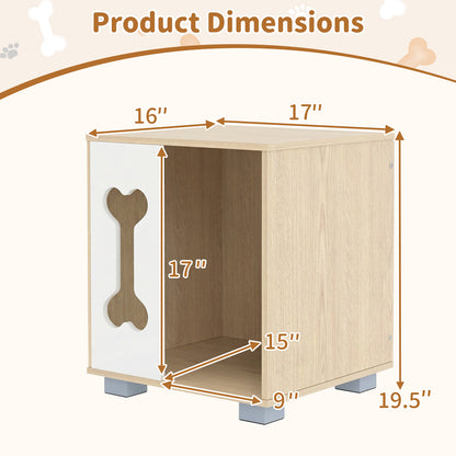 Cat Bed Side Table Wooden Cat Condo with Bone-shape Window and Thick Metal Legs, Natural Dog Kennels at Gallery Canada