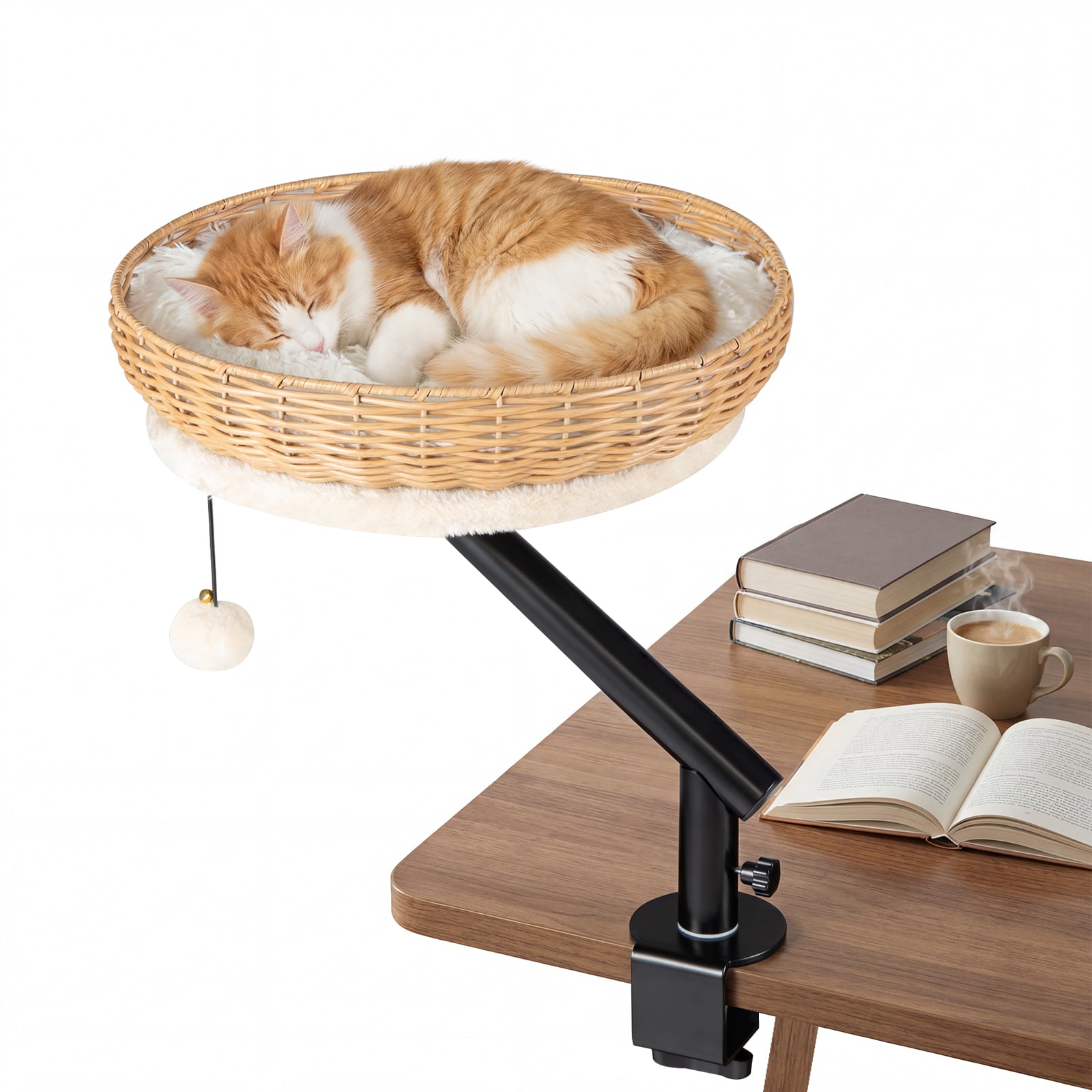 Cat Desk Bed With Removable Padded Cushion, Natural