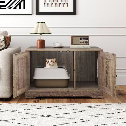Indoor Wooden Cat Litter Box Enclosure, End Table Nightstand, Grey Cat Supplies at Gallery Canada