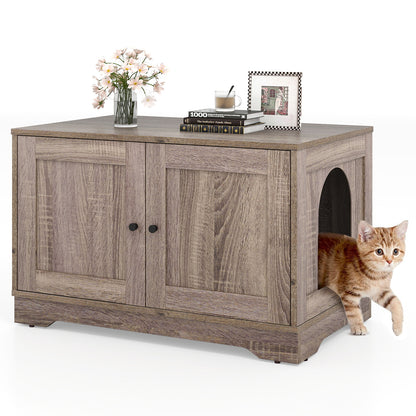 Indoor Wooden Cat Litter Box Enclosure, End Table Nightstand, Grey Cat Supplies Gray at Gallery Canada