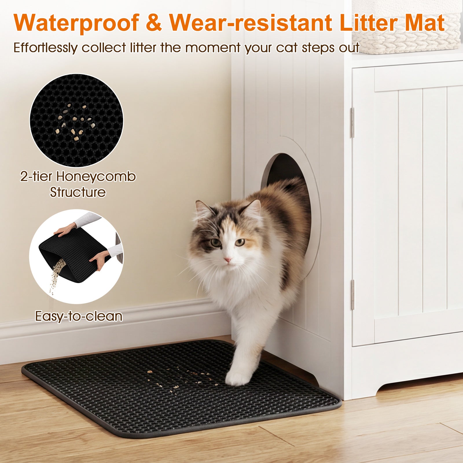 Wooden Cat Litter Box Enclosure, Hidden Pet Washroom Furniture, White Cat Houses at Gallery Canada