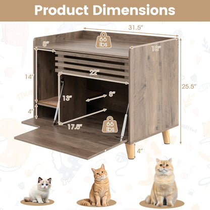 Cat Litter Box Enclosure, Flip-Down Door, Scratching Mat, Brown Cat Houses at Gallery Canada