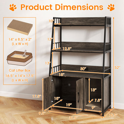 Cat Litter Box Enclosure, Storage Shelves, Scratching Pad, Gray Cat Houses at Gallery Canada