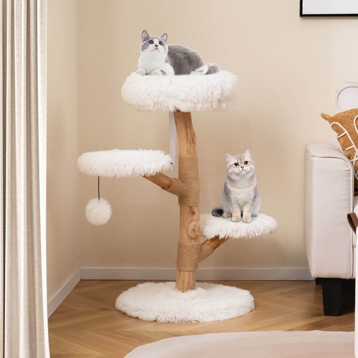 Solid Pear Wood Cat Tree With Perch Cat Trees Condos & Scratchers at Gallery Canada