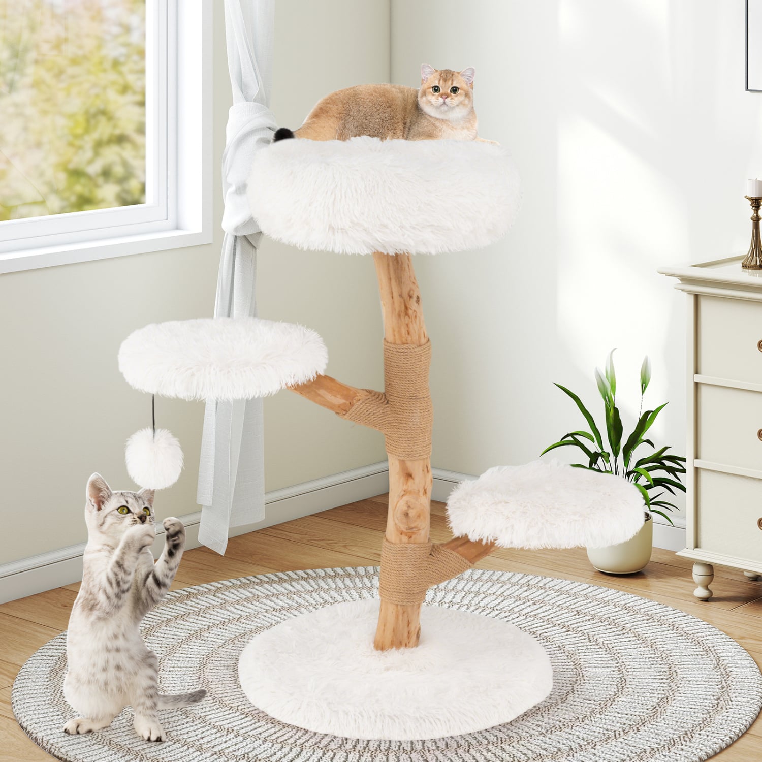 Solid Pear Wood Cat Tree With Perch Cat Trees Condos & Scratchers at Gallery Canada