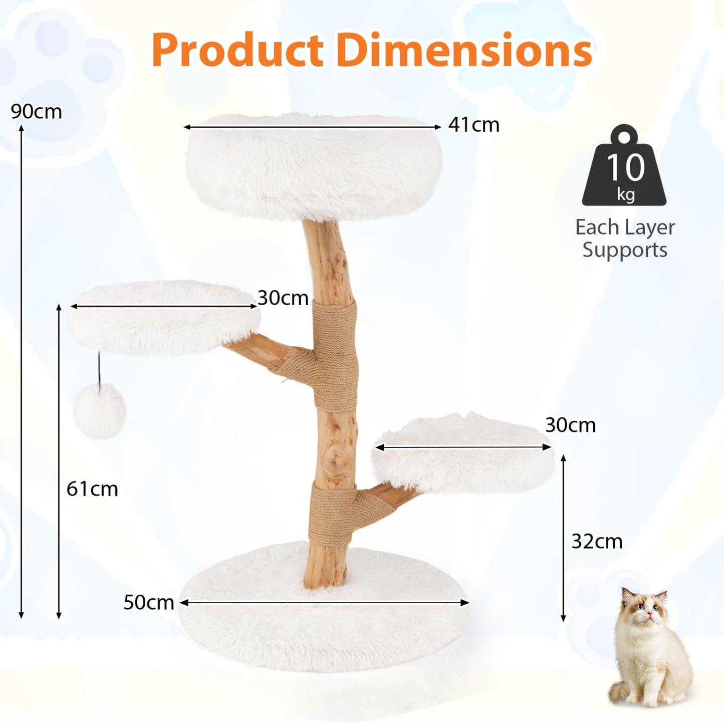 Solid Pear Wood Cat Tree With Perch Cat Trees Condos & Scratchers at Gallery Canada