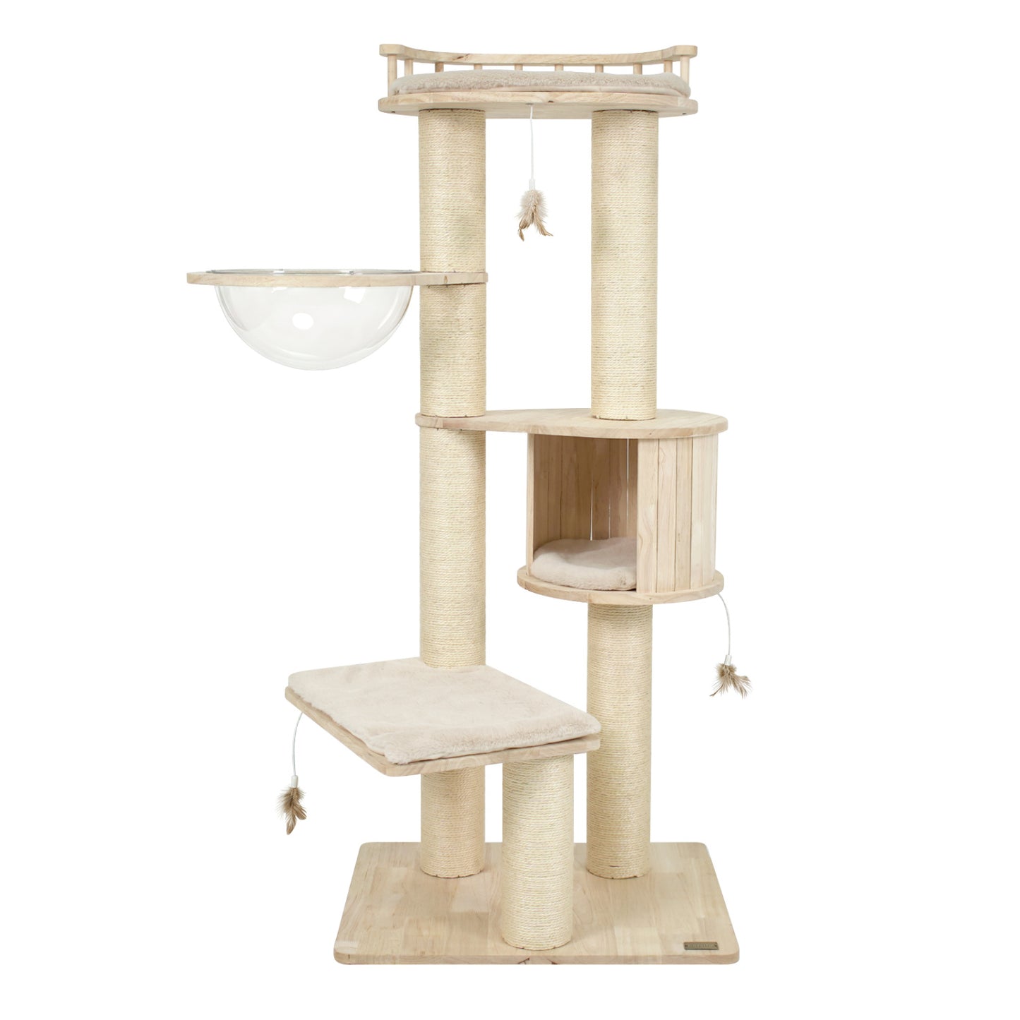 Arbre à chat pour chatons d'intérieur avec perchoir condo et jouets, beige