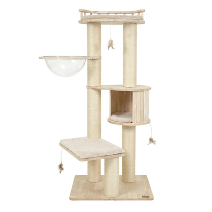 Arbre à chat pour chatons d'intérieur avec perchoir condo et jouets, beige