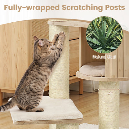 Arbre à chat pour chatons d'intérieur avec perchoir condo et jouets, beige