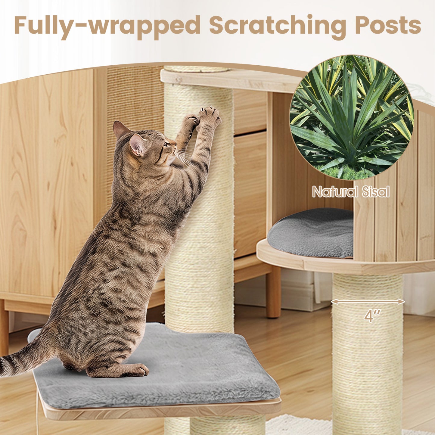 Arbre à chat pour chatons d'intérieur avec perchoir supérieur, gris