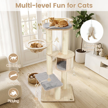 Arbre à chat pour chatons d'intérieur avec perchoir supérieur, gris