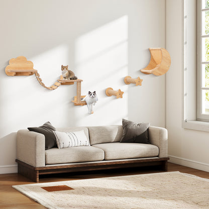 Cat Wall Furniture Set Kitten Wall Mounted Shelves with Hammock, Natural Cat Trees Condos & Scratchers at Gallery Canada