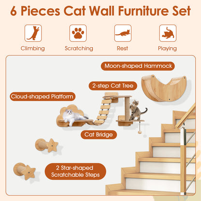 Cat Wall Furniture Set Kitten Wall Mounted Shelves with Hammock, Natural Cat Trees Condos & Scratchers at Gallery Canada