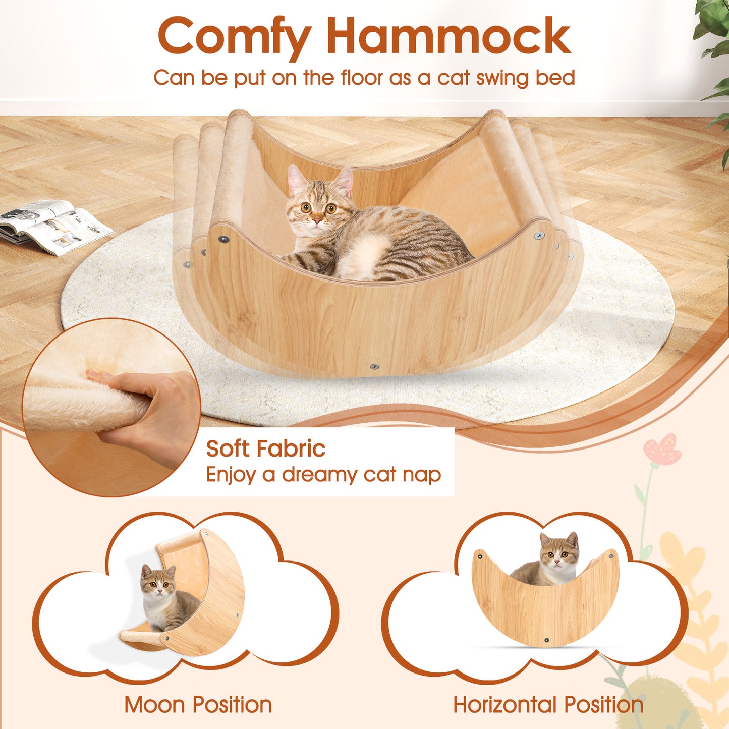 Cat Wall Furniture Set Kitten Wall Mounted Shelves with Hammock, Natural Cat Trees Condos & Scratchers at Gallery Canada