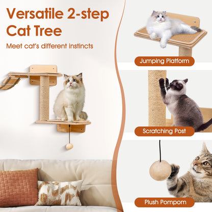 Cat Wall Furniture Set Kitten Wall Mounted Shelves with Hammock, Natural Cat Trees Condos & Scratchers at Gallery Canada