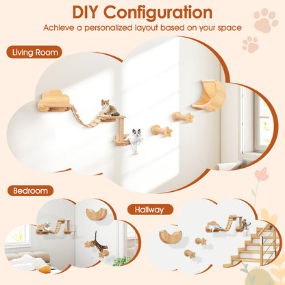 Cat Wall Furniture Set Kitten Wall Mounted Shelves with Hammock, Natural Cat Trees Condos & Scratchers at Gallery Canada