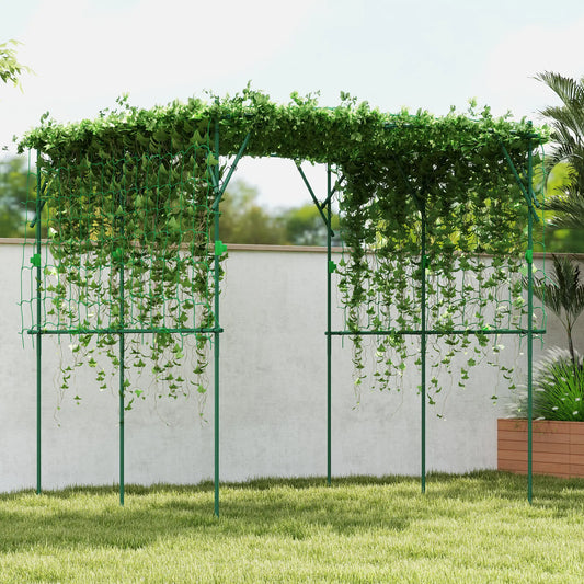 7.3 FT Tall Metal Garden Arch Trellis, For Climbing Plants, Green