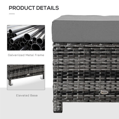 Patio Rattan Ottoman, Outdoor Wicker Footrest with Cushion, Metal Frame, Grey Patio Furniture Sets at Gallery Canada