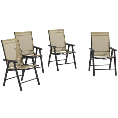 4-Piece Folding Chair Set, Patio Balcony Garden, Comfortable, Brown Patio Chairs at Gallery Canada