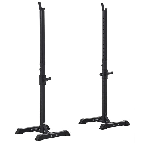 Adjustable Power Squat Stand, 2 Bars Barbell Holder, Black