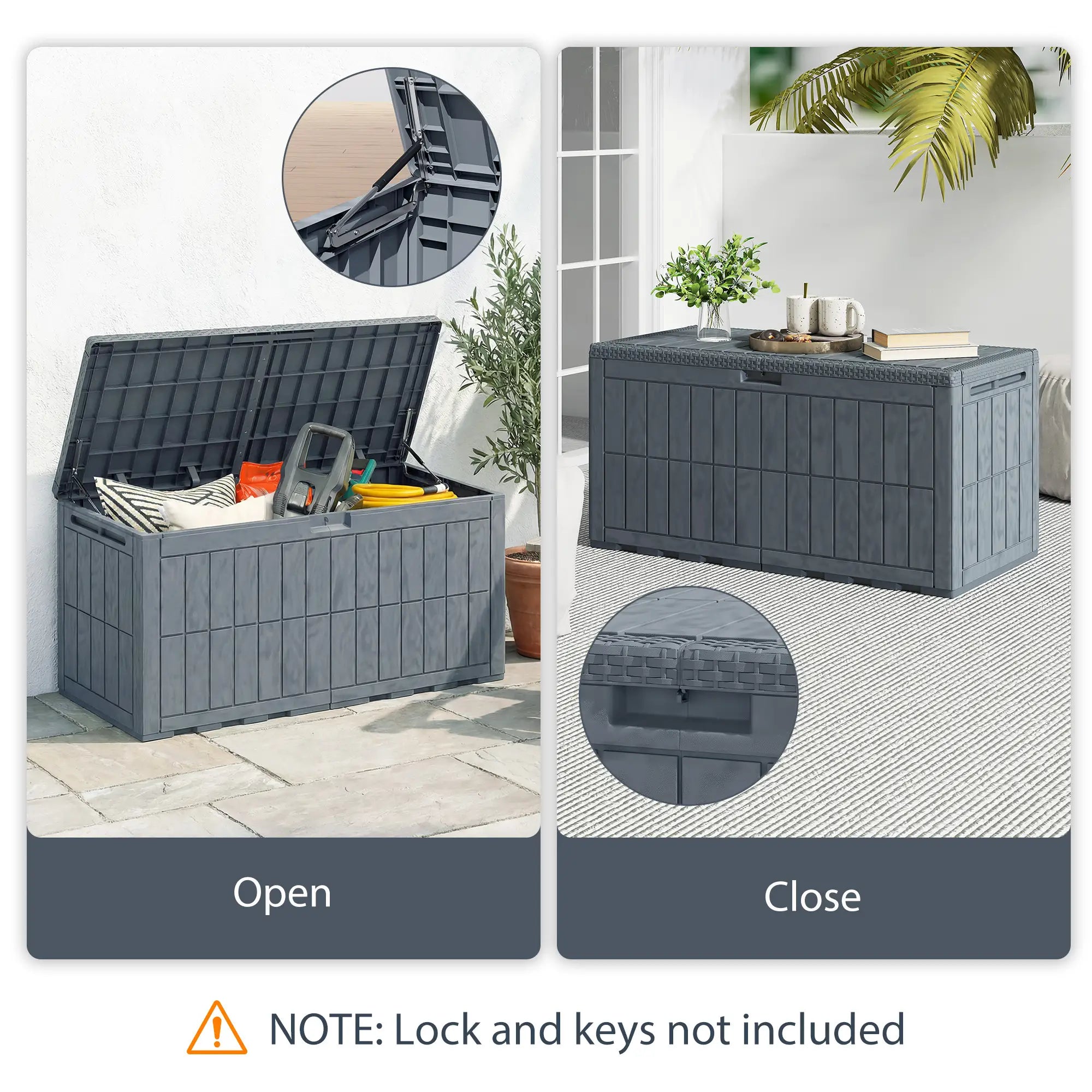 100 Gallon Resin Deck Box, Waterproof Lockable Outdoor Storage Patio Storage Boxes at Gallery Canada