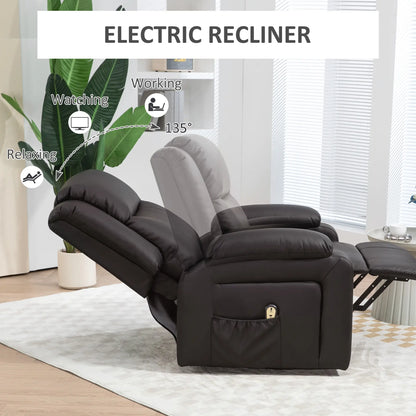 PU Leather Electric Recliner Chair, Remote, Side Pockets, Brown Electric Power Lift Chairs at Gallery Canada