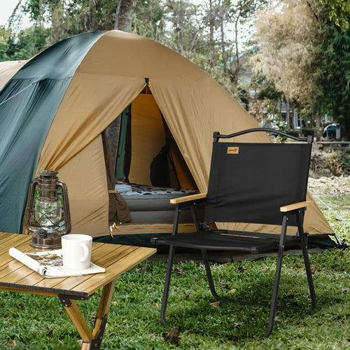 Lightweight Folding Camping Chair, Portable Armchair, Black