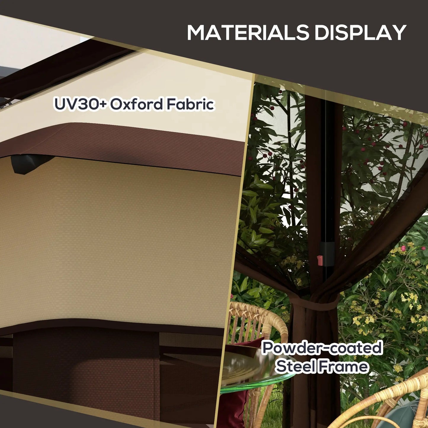 10.7 x 10.7ft Pop Up Gazebo, UV30+ Roof, Removable Mesh Curtains, Beige Pop Up Canopies at Gallery Canada