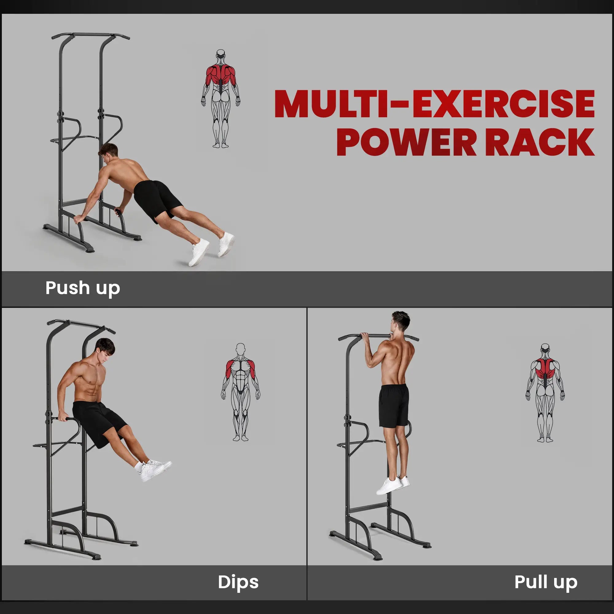 Power Tower Dip Station, Pull Up Bar, Adjustable Height, Black Power Towers at Gallery Canada