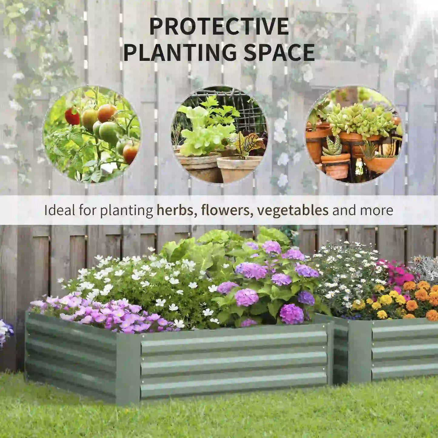 39" x 39" x 12" Raised Garden Bed Set, Elevated Planter Box, Galvanized Steel Frame Galvanized Planter Boxes at Gallery Canada
