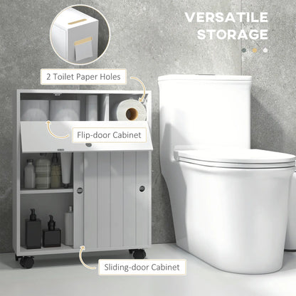 Bathroom Storage Cabinet, 20.5" x 6.75" x 26.5", Rolling Wheels, White Bathroom Cabinets at Gallery Canada