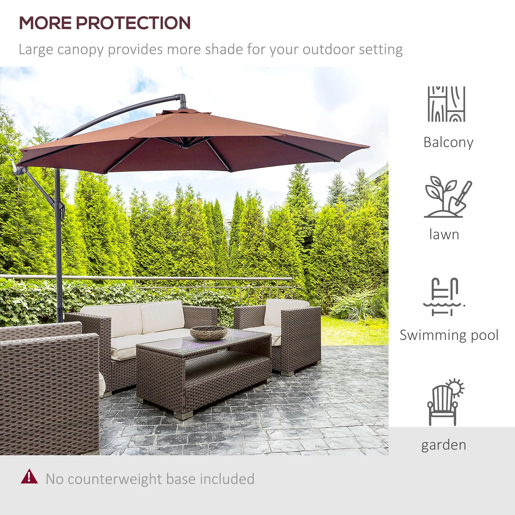 10' Deluxe Patio Umbrella, Offset Sunshade with Crank, Cross Base Cantilever Umbrellas at Gallery Canada