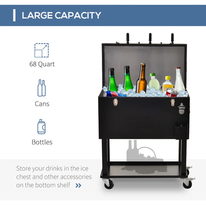 68QT Portable Cooler with Foosball Table Top, Wheels, Tray Shelf, Black Cooler Boxes at Gallery Canada