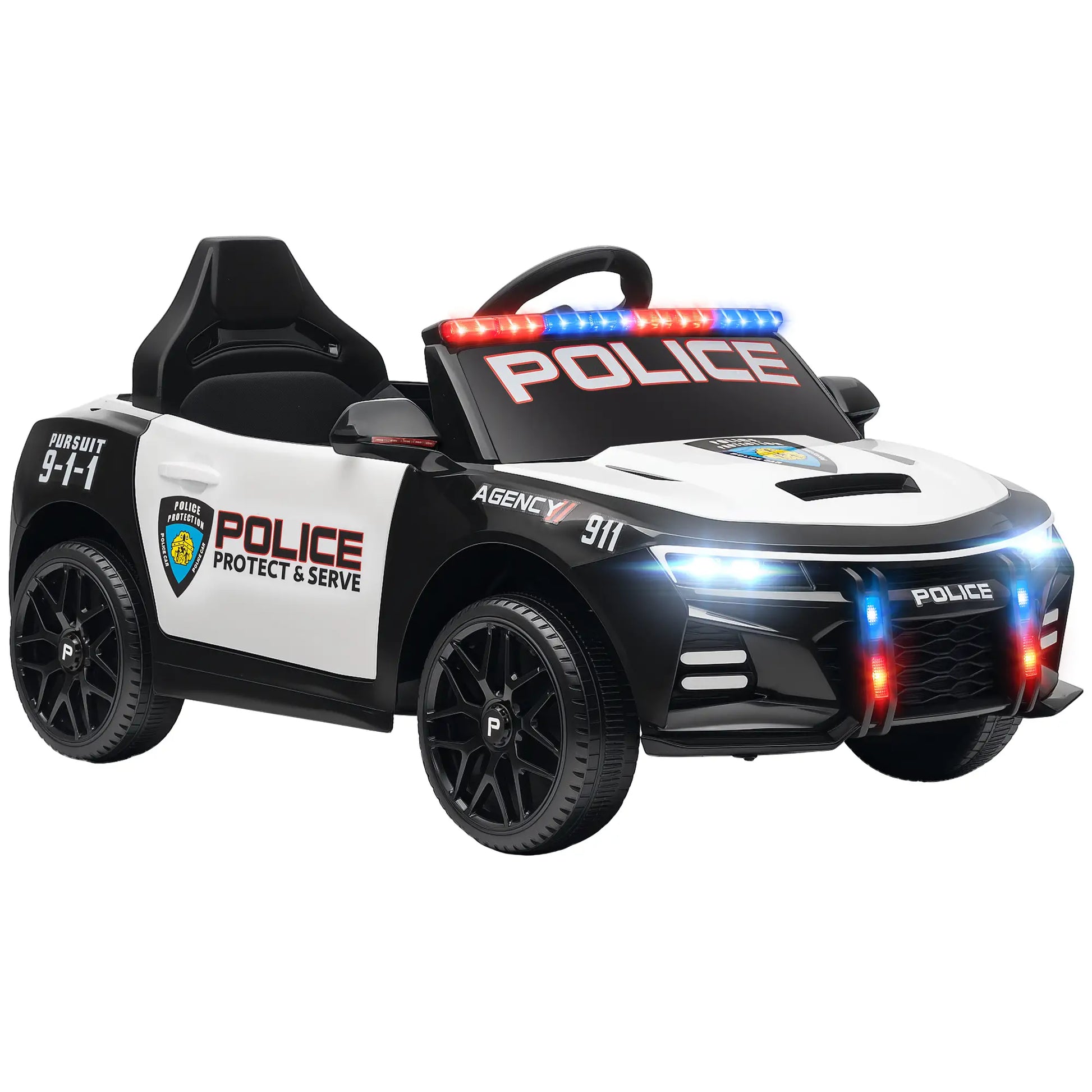 Kids Electric Police Car, Remote Control, Sirens, Lights, Music, White Electric Toy Cars at Gallery Canada