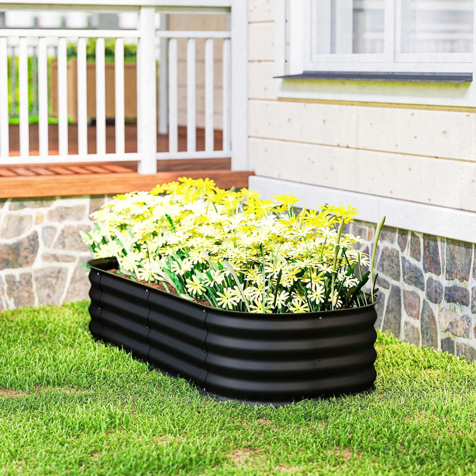 4.9 x 2 x 1ft Galvanized Raised Garden Bed Kit, Metal Planter Box, Black Galvanized Planter Boxes at Gallery Canada