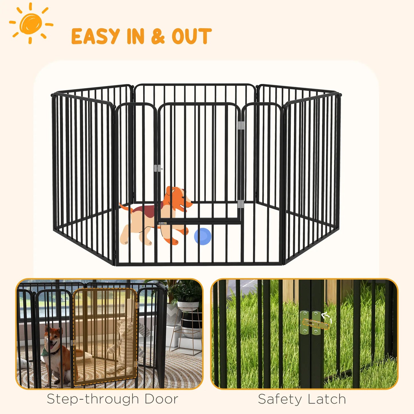 Outdoor Dog Fence, 6 Panels 31.5" Height, Steel Pet Exercise Pen, Small Medium Dogs Houses, Kennels & Pens at Gallery Canada