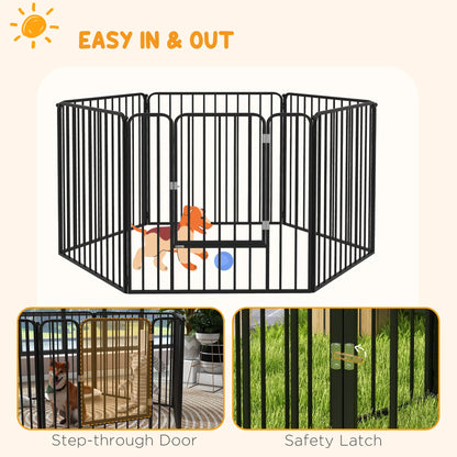 Outdoor Dog Fence, 6 Panels 31.5" Height, Steel Pet Exercise Pen, Small Medium Dogs Houses, Kennels & Pens at Gallery Canada