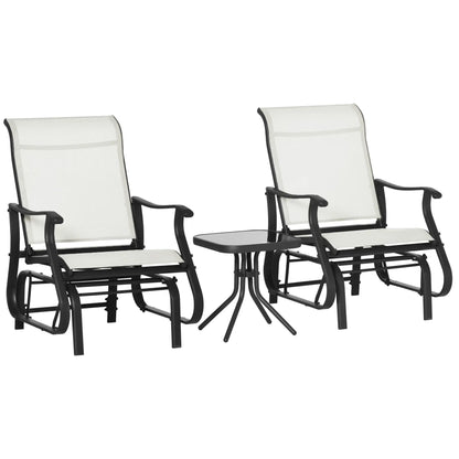 3pc Gliding Rocking Chair Set Cream White, Cream White Outdoor Gliders at Gallery Canada