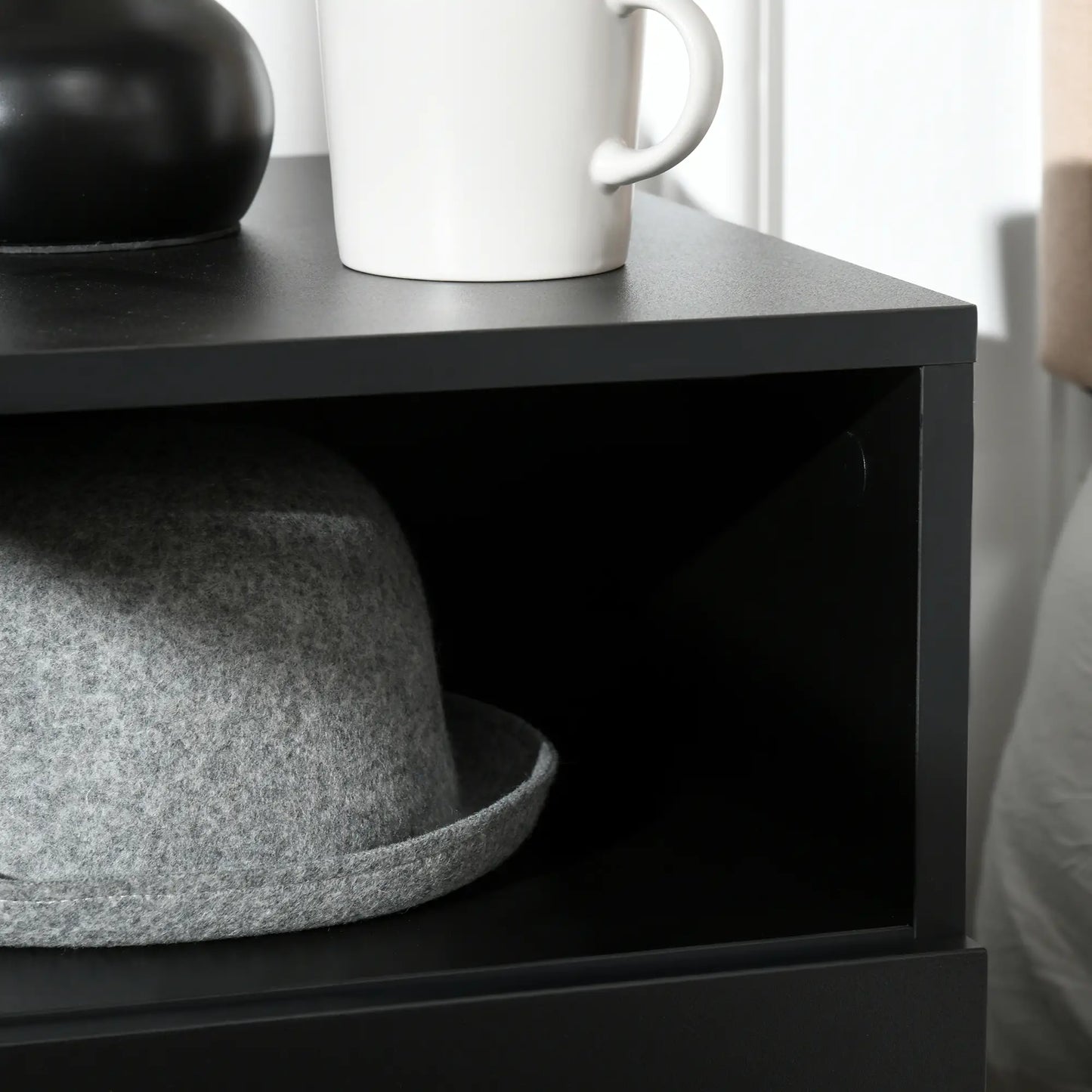 LED Nightstand with Lights, Drawer, 2 Shelves, Remote, 15.7x11.8x23.6in Bedside Tables at Gallery Canada