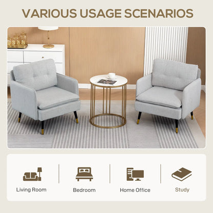 Accent Chairs Set of 2, Upholstered Armchairs, Tufted Back Cushion, Steel Legs Accent Chairs at Gallery Canada