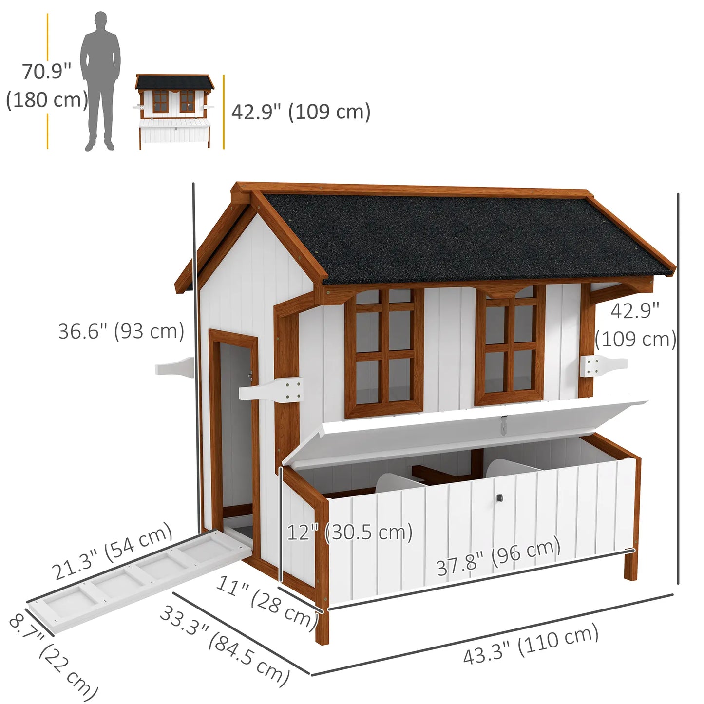 47" Wooden Chicken Coop, Rabbit Hutch, Portable Poultry Cage Chicken Coops at Gallery Canada
