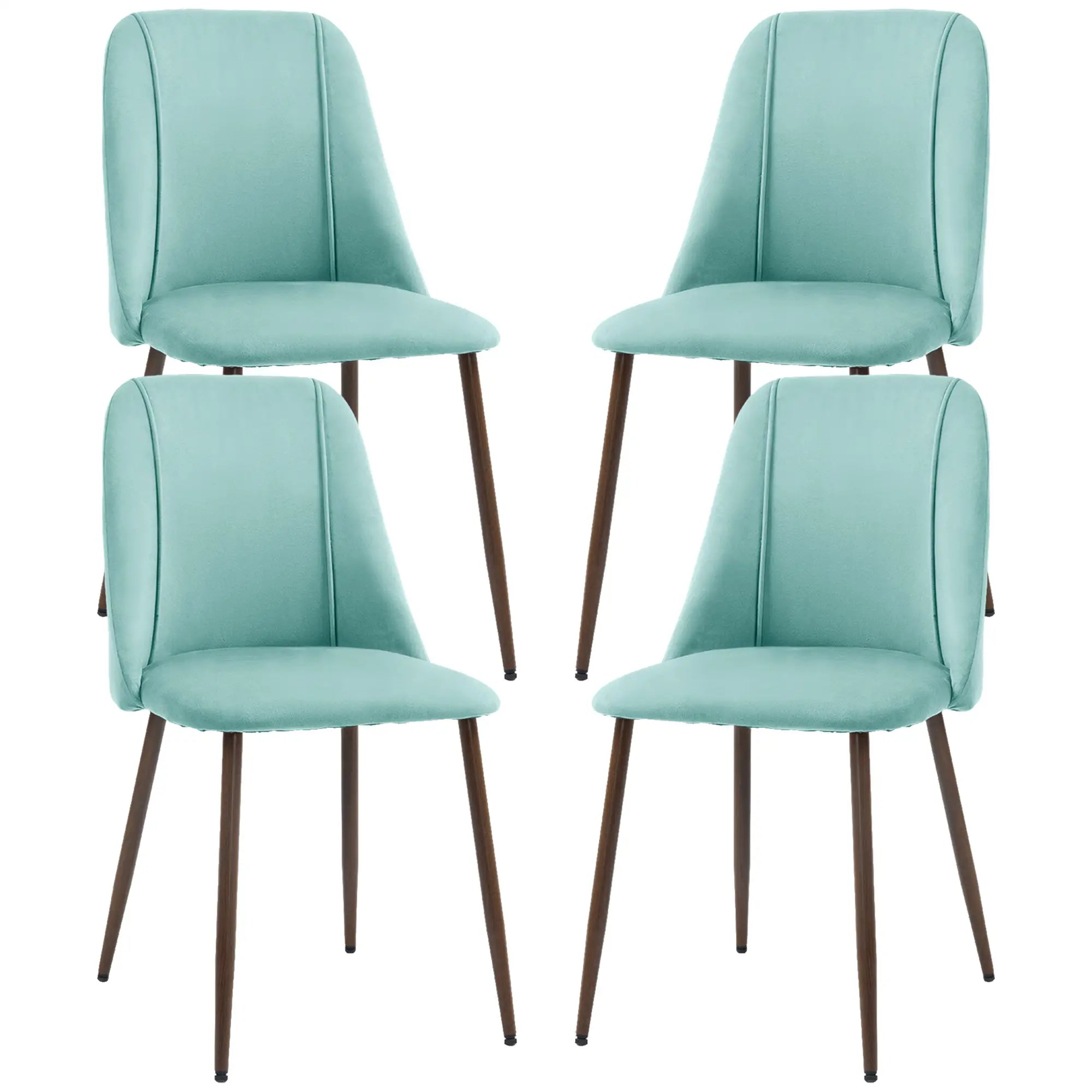 Upholstered Dining Chairs Set of 4, Velvet, Wood-Grain Steel Leg, Light Green Dining Chairs Light Green at Gallery Canada