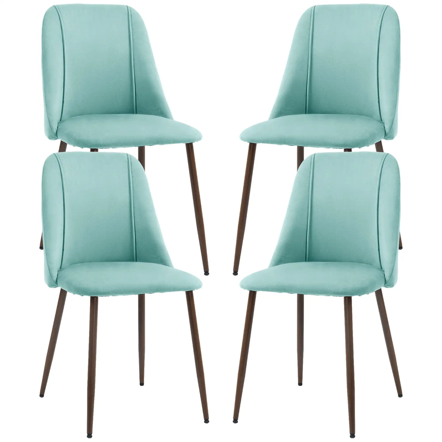 Upholstered Dining Chairs Set of 4, Velvet, Wood-Grain Steel Leg, Light Green Dining Chairs Light Green at Gallery Canada