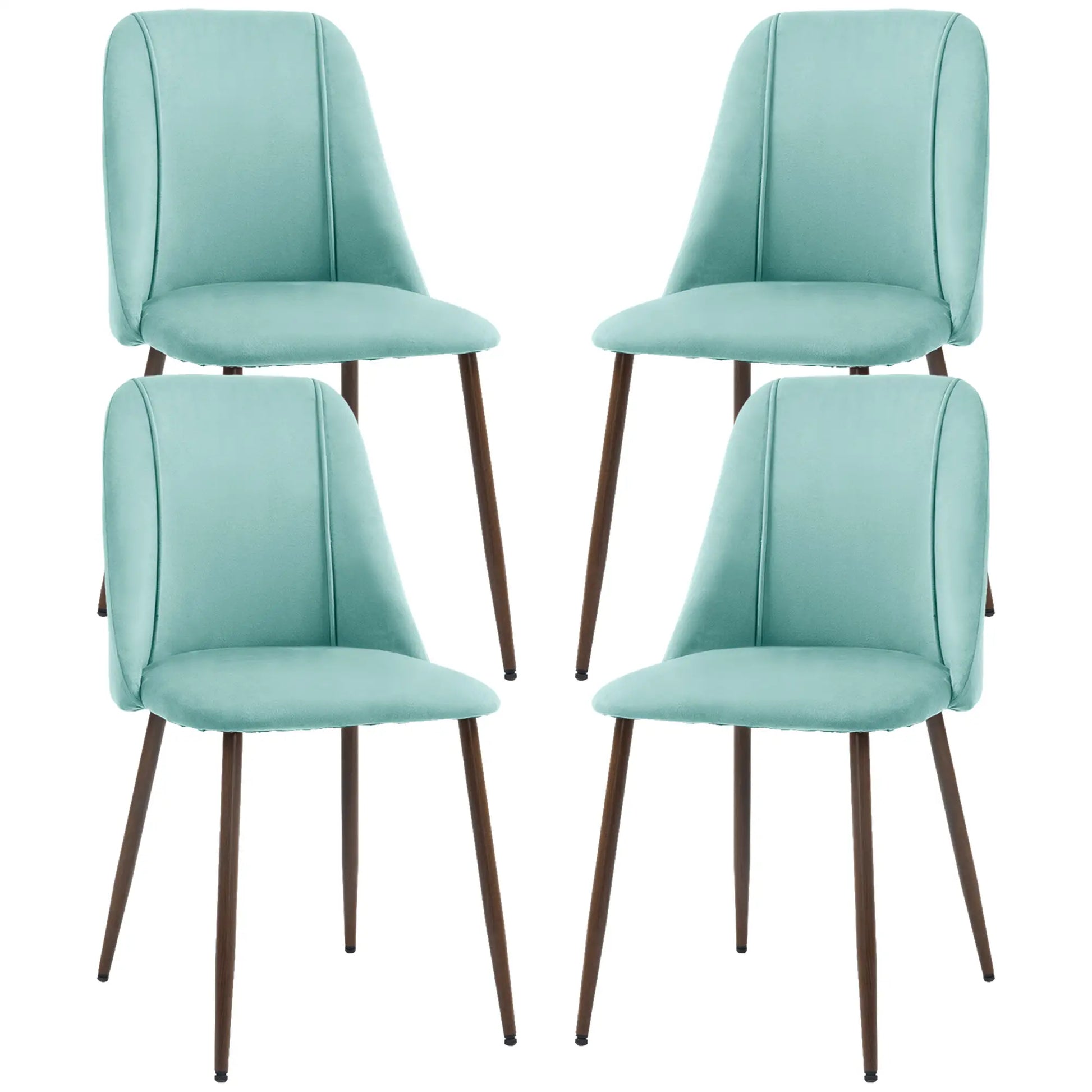 Upholstered Dining Chairs Set of 4, Velvet, Wood-Grain Steel Leg, Light Green Dining Chairs Light Green at Gallery Canada