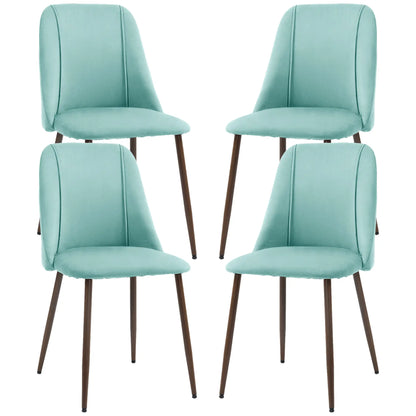 Upholstered Dining Chairs Set of 4, Velvet, Wood-Grain Steel Leg, Light Green Dining Chairs Light Green at Gallery Canada