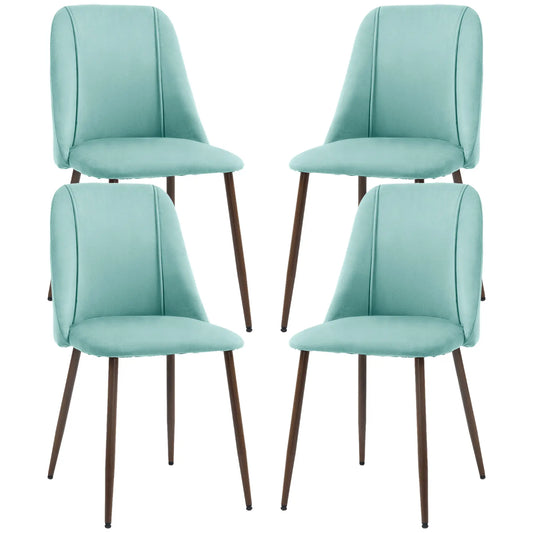 Upholstered Dining Chairs Set of 4, Velvet, Wood-Grain Steel Leg, Light Green Dining Chairs Light Green at Gallery Canada