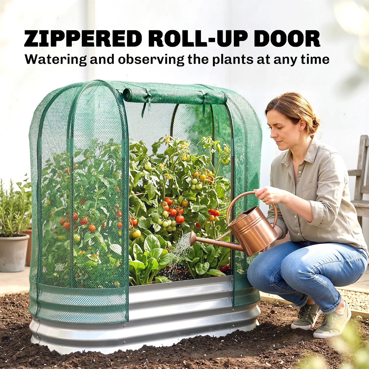Galvanized Raised Garden Bed, Crop Cage Net Cover, Outdoor Planter Box Raised Garden Beds at Gallery Canada