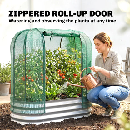 Galvanized Raised Garden Bed, Crop Cage Net Cover, Outdoor Planter Box Raised Garden Beds at Gallery Canada