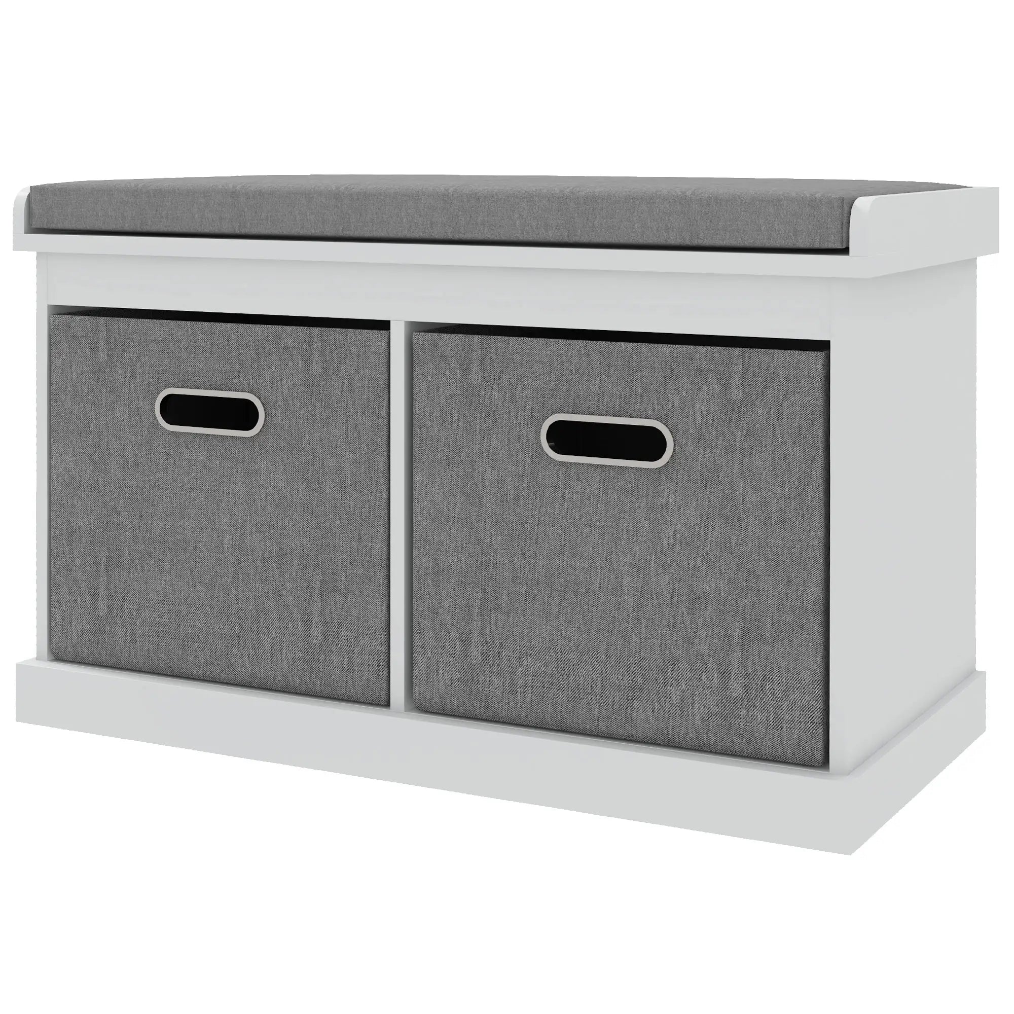Shoe Storage Bench with Seat, 2 Fabric Drawers, White Shoe Storage Cabinets & Racks White at Gallery Canada